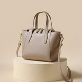 Chic Light-Toned Leather Tote: Elegant Short Handle Bag - Julie bags