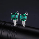 Green Emerald Cushion Cut Huggie Earrings – 925 Sterling Silver Gemstone Hoop Earrings for Women - Julie bags