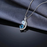 Sky Blue & London Blue Topaz Pendant Necklace – 925 Sterling Silver Teardrop Gemstone Necklace for Women - Julie bags