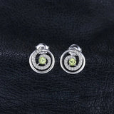 Peridot Circle Stud Earrings – 925 Sterling Silver Double Halo Gemstone Earrings for Women - Julie bags