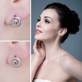 Peridot Circle Stud Earrings – 925 Sterling Silver Double Halo Gemstone Earrings for Women - Julie bags
