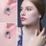 Green Emerald Cushion Cut Huggie Earrings – 925 Sterling Silver Gemstone Hoop Earrings for Women - Julie bags