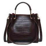 Stone Pattern Leather Bucket Bag