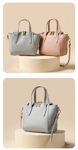 Chic Light-Toned Leather Tote: Elegant Short Handle Bag - Julie bags