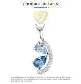 Sky Blue & London Blue Topaz Pendant Necklace – 925 Sterling Silver Teardrop Gemstone Necklace for Women - Julie bags
