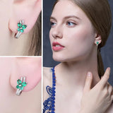 Butterfly Emerald Hoop Earrings – 925 Sterling Silver, Elegant Green Gemstone for Women - Julie bags