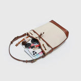 Denim Bucket Bag for Women – Drawstring Shoulder Handbag with Leather Trim - Julie bags