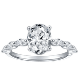 Oval Cut Moissanite Engagement Ring – 925 Sterling Silver 18K White Gold Plated Promise Ring for Women - Julie bags