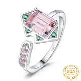 Pink Gemstone Cocktail Ring – 925 Sterling Silver Adjustable Statement Ring for Women - Julie bags