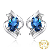 London Blue Topaz Oval Stud Earrings – 925 Sterling Silver Elegant Gemstone Earrings for Women - Julie bags