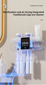 Wireless UV Toothbrush Sterilizer & Dryer – Wall Mounted Rechargeable Holder