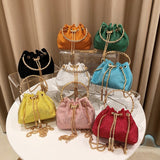 Trendy and Colorful: Women's Diamante Chain Tassel Crossbody Bucket Bag - Julie bags