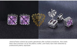 Square Cut Purple Alexandrite Stud Earrings – 925 Sterling Silver Color - Changing Gemstone Jewelry for Women - Julie bags