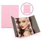 Foldable LED Makeup Mirror – 3-Way Travel Vanity Mirror with Adjustable Stand