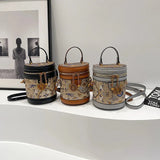 Chic Barrel Shape Embroidered Leather Crossbody Bag - Julie bags