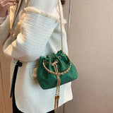 Trendy and Colorful: Women's Diamante Chain Tassel Crossbody Bucket Bag - Julie bags
