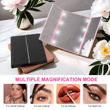 Foldable LED Makeup Mirror – 3-Way Travel Vanity Mirror with Adjustable Stand