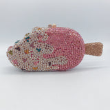 Sparkling Elegance: Crystal Ice-cream Evening Bag with Rhinestone Accents - Julie bags