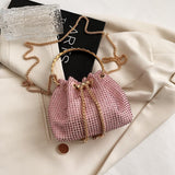 Trendy and Colorful: Women's Diamante Chain Tassel Crossbody Bucket Bag - Julie bags