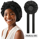100% Mulberry Silk Sleep Bonnet for Curly, Braided & Dreadlock Hair