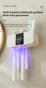 Wireless UV Toothbrush Sterilizer & Dryer – Wall Mounted Rechargeable Holder