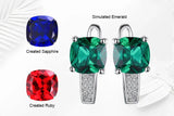 Green Emerald Cushion Cut Huggie Earrings – 925 Sterling Silver Gemstone Hoop Earrings for Women - Julie bags