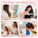 Hair Spray Brush with Built-In Water Mister – Detangling & Styling Comb