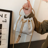 Trendy and Colorful: Women's Diamante Chain Tassel Crossbody Bucket Bag - Julie bags