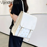 Floral Elegance Leather School Backpack - Julie bags