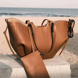 Vintage Leather Shoulder Tote with Purse - Julie bags