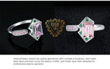 Pink Gemstone Cocktail Ring – 925 Sterling Silver Adjustable Statement Ring for Women - Julie bags
