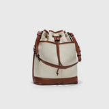 Denim Bucket Bag for Women – Drawstring Shoulder Handbag with Leather Trim - Julie bags
