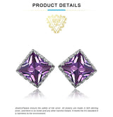 Square Cut Purple Alexandrite Stud Earrings – 925 Sterling Silver Color - Changing Gemstone Jewelry for Women - Julie bags