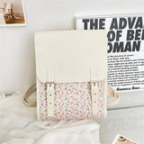 Floral Elegance Leather School Backpack - Julie bags