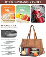 PU Leather Floral Lunch & Laptop Tote – Women’s Work Bag - Julie bags