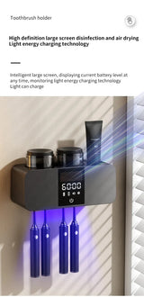 Wireless UV Toothbrush Sterilizer & Dryer – Wall Mounted Rechargeable Holder