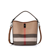 Plaid Canvas Luxury Women's Bucket – Timeless Elegance - Julie bags