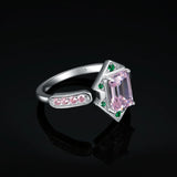 Pink Gemstone Cocktail Ring – 925 Sterling Silver Adjustable Statement Ring for Women - Julie bags