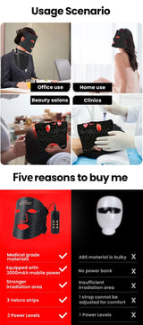 Wireless LED Face & Neck Light Therapy Mask for Skin Rejuvenation & Anti-Aging