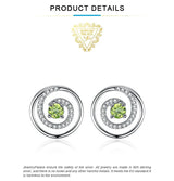 Peridot Circle Stud Earrings – 925 Sterling Silver Double Halo Gemstone Earrings for Women - Julie bags