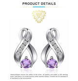 Infinity Amethyst Stud Earrings – 925 Sterling Silver Purple Gemstone Earrings for Women - Julie bags