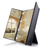 Foldable LED Makeup Mirror – 3-Way Travel Vanity Mirror with Adjustable Stand