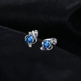London Blue Topaz Oval Stud Earrings – 925 Sterling Silver Elegant Gemstone Earrings for Women - Julie bags