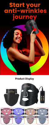 Wireless LED Face & Neck Light Therapy Mask for Skin Rejuvenation & Anti-Aging