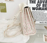 Floral Elegance Leather School Backpack - Julie bags