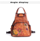 Vintage Chic: Genuine Leather Women's Backpack - Julie bags