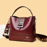 Leather Women Handbag Wide Strap - Julie bags