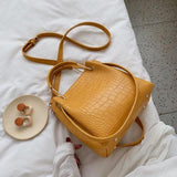 Stone Pattern Leather Bucket Bag
