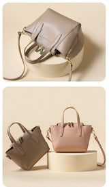 Chic Light-Toned Leather Tote: Elegant Short Handle Bag - Julie bags