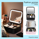 Illuminate Your Beauty: Large Capacity Cosmetic Bag with LED Mirror - Julie bags